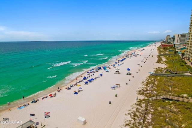 property view of water with a beach view