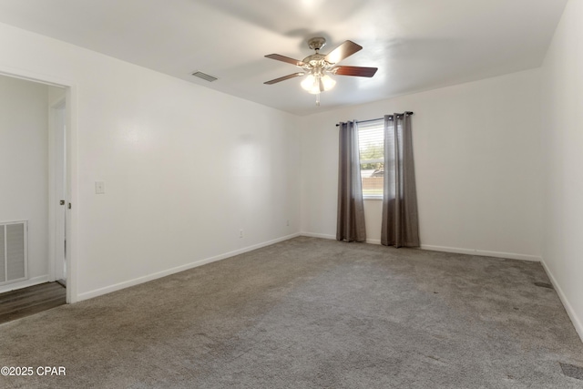 3947 Verona Cir, Panama City, FL 32405 - carpeted empty room with baseboards, a ceiling fan, and visible vents