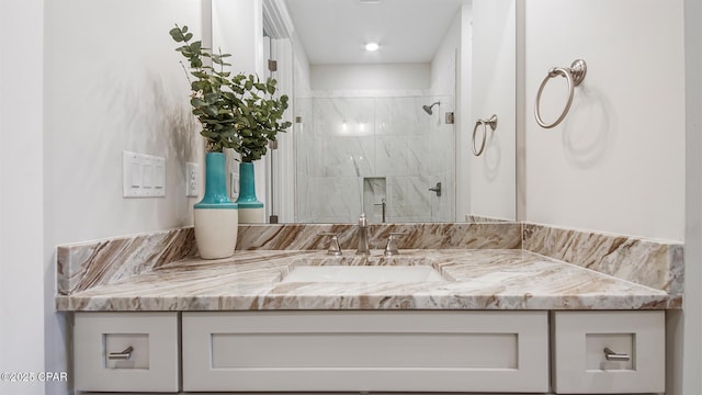 845 Walsonham Dr, Panama City Beach, FL 32407 - full bathroom featuring vanity and a marble finish shower