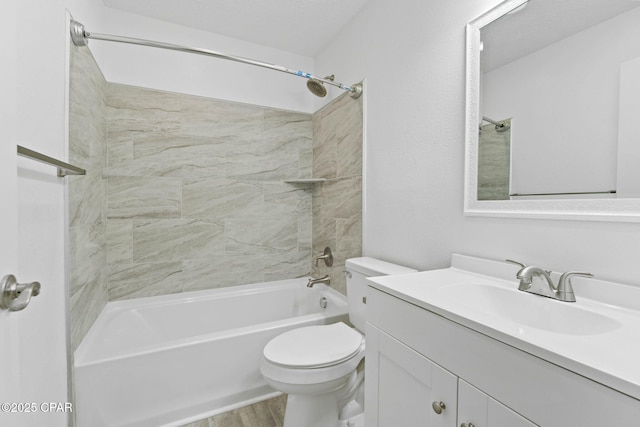 871 2nd St, Chipley, FL 32428 - bathroom with vanity, shower / bathtub combination, toilet, and wood finished floors