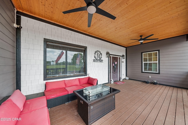 2612 NW County Road 274, Fountain, FL 32438 - wooden deck featuring a ceiling fan and outdoor lounge area
