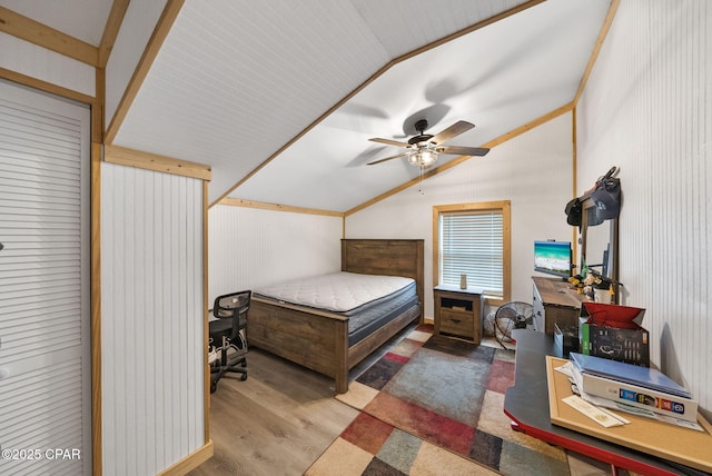 2612 NW County Road 274, Fountain, FL 32438 - bedroom featuring ceiling fan, wood finished floors, and lofted ceiling