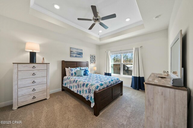 1294 Conolly Blvd, Lynn Haven, FL 32444 - bedroom featuring a raised ceiling, light carpet, ornamental molding, baseboards, and recessed lighting