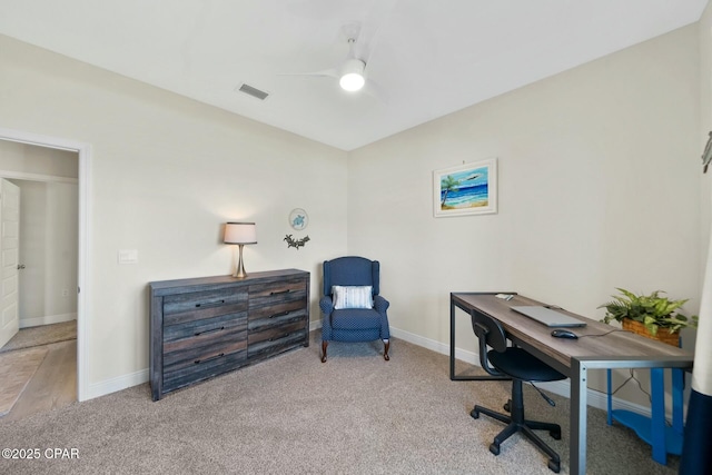 1294 Conolly Blvd, Lynn Haven, FL 32444 - carpeted home office featuring ceiling fan and baseboards