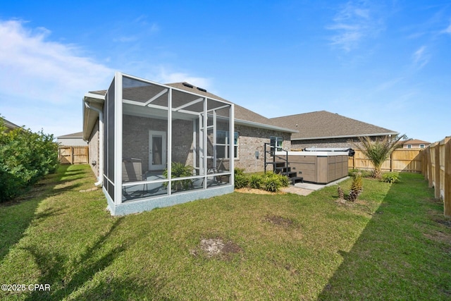 1294 Conolly Blvd, Lynn Haven, FL 32444 - back of property with a hot tub, roof with shingles, and a lanai