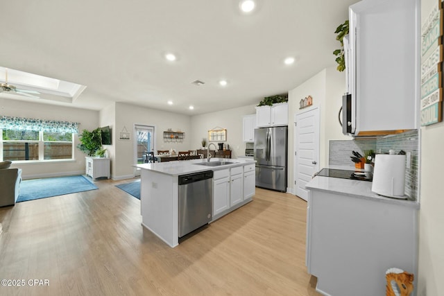 1294 Conolly Blvd, Lynn Haven, FL 32444 - kitchen featuring stainless steel appliances, a sink, a skylight, open floor plan, and white cabinets