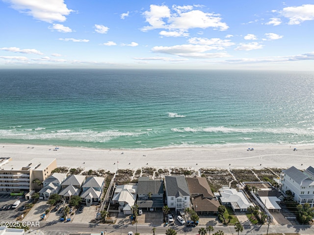 aerial perspective of suburban area with unending shoreline