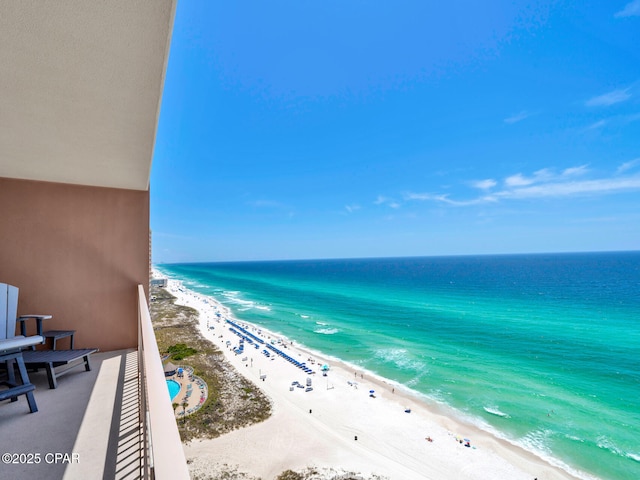 property view of water featuring a view of the beach