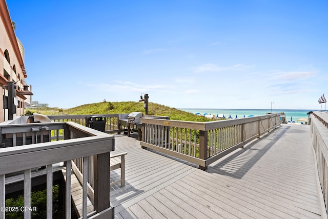 deck with a water view