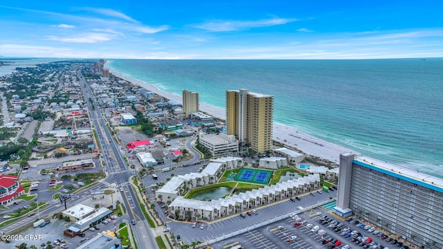 aerial view of a nearby body of water