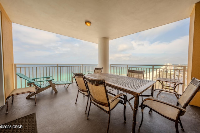 balcony with a water view