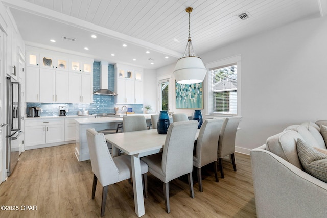 345 Redbud Ln, Inlet Beach, FL 32461 - dining area with light wood finished floors, recessed lighting, and wood ceiling