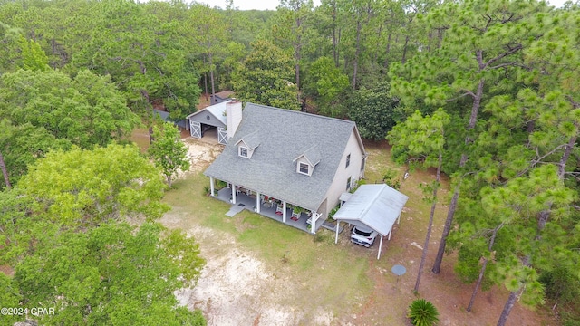 aerial view with a forest view
