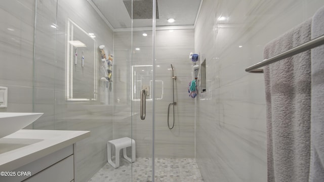 722 E Pine Forest Dr, Lynn Haven, FL 32444 - full bathroom with a stall shower and vanity