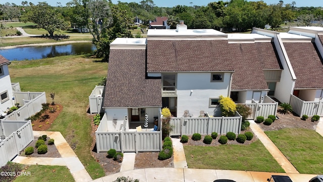 view from above of property featuring a nearby body of water