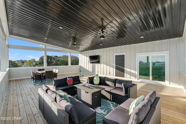 208 George C Wallace, Panama City Beach, FL 32413 - wooden terrace with an outdoor living space, outdoor dining area, and ceiling fan