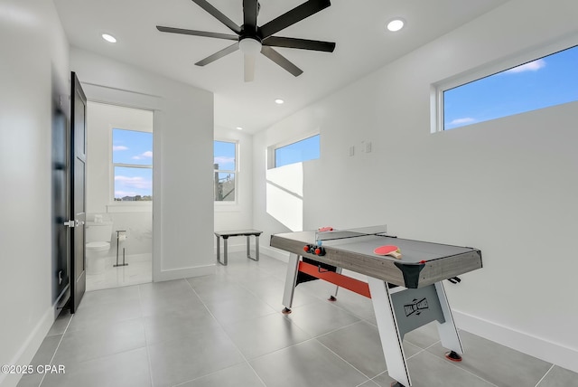 208 George C Wallace, Panama City Beach, FL 32413 - rec room featuring plenty of natural light, baseboards, ceiling fan, and recessed lighting