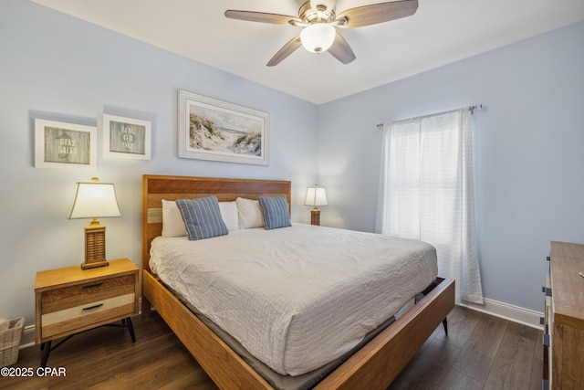 9860 S Thomas Dr Unit 1824, Panama City Beach, FL 32408 - bedroom with dark wood-style floors and ceiling fan