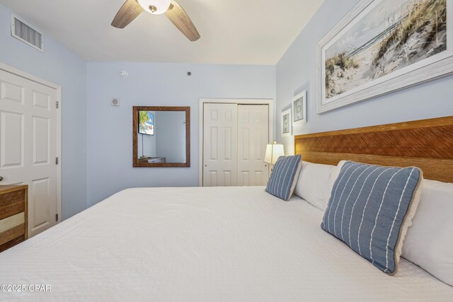 9860 S Thomas Dr Unit 1824, Panama City Beach, FL 32408 - bedroom featuring a closet and a ceiling fan