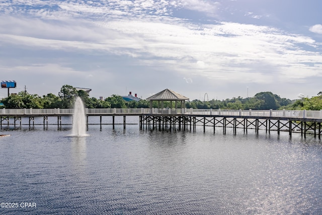 9860 S Thomas Dr Unit 1824, Panama City Beach, FL 32408 - dock area featuring a water view and a gazebo