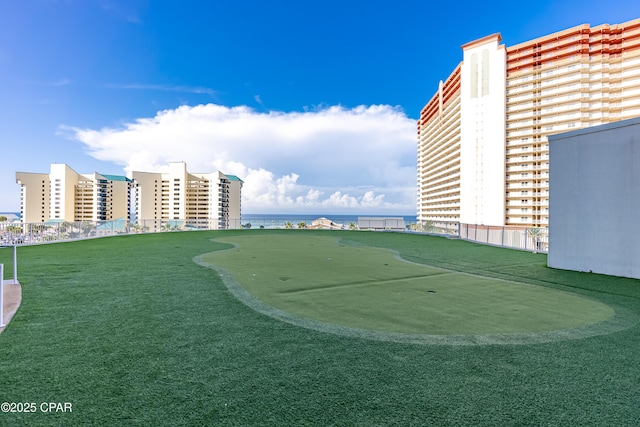 9860 S Thomas Dr Unit 1824, Panama City Beach, FL 32408 - surrounding community featuring a putting green and a water view