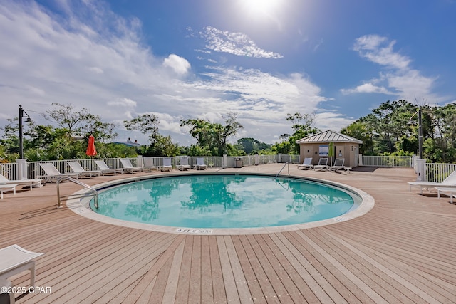 9860 S Thomas Dr Unit 1824, Panama City Beach, FL 32408 - community pool featuring a wooden deck