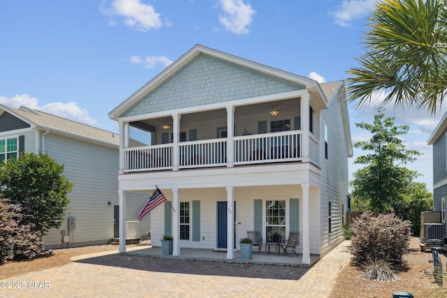 13 St. Vincent Lane, Inlet Beach, FL 32461 - view of front of house featuring a porch and a balcony