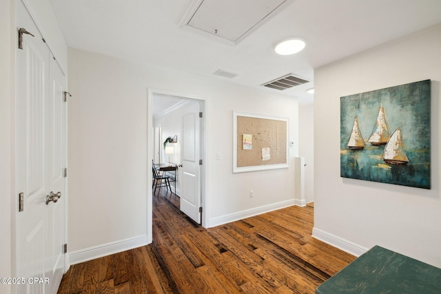 13 St. Vincent Lane, Inlet Beach, FL 32461 - corridor with attic access and wood finished floors