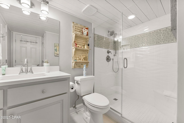 6905 Thomas Dr Unit 807, Panama City Beach, FL 32408 - bathroom with a stall shower, toilet, and vanity