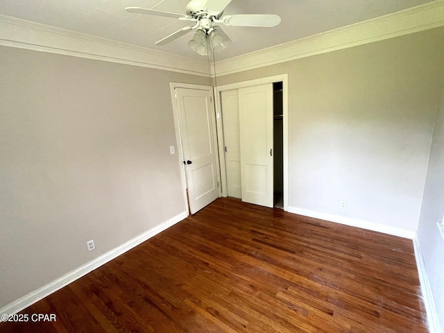 4276 2nd Ave, Marianna, FL 32446 - unfurnished room featuring baseboards, wood finished floors, ceiling fan, and ornamental molding