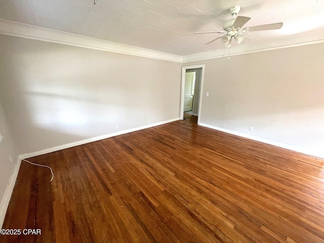 4276 2nd Ave, Marianna, FL 32446 - spare room with ornamental molding, wood finished floors, ceiling fan, and baseboards
