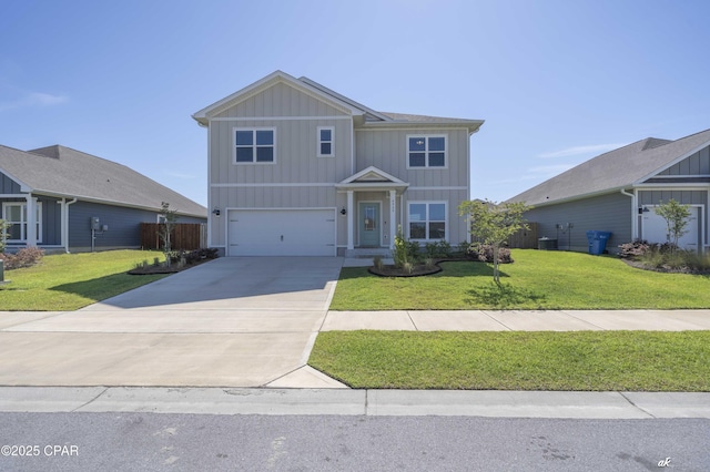 4862 Sweetspire Dr, Panama City, FL 32404 - view of front of property with an attached garage, board and batten siding, driveway, and a front yard
