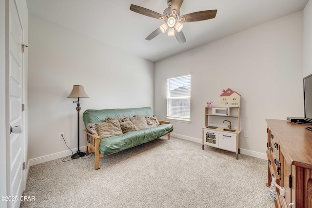 4862 Sweetspire Dr, Panama City, FL 32404 - living area with light carpet and a ceiling fan
