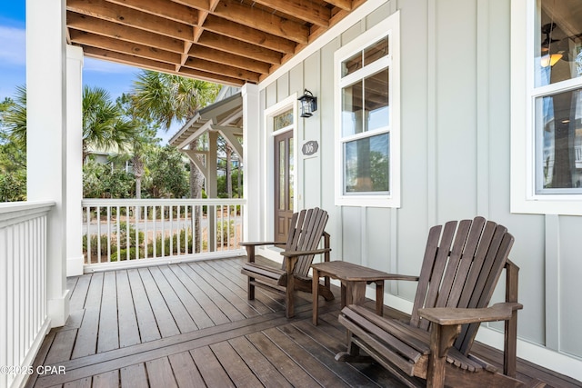 wooden deck featuring a porch