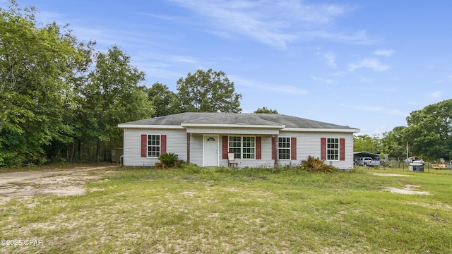 view of front of home with a front yard