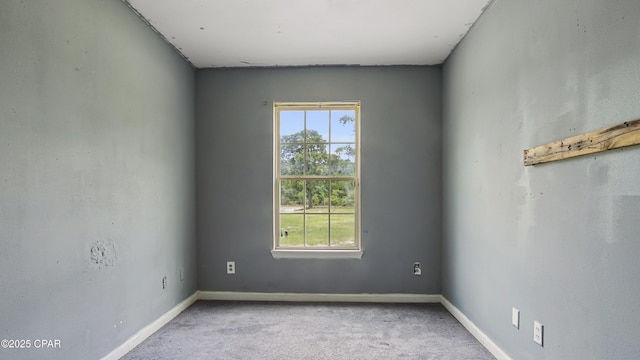 empty room with plenty of natural light, carpet floors, and baseboards