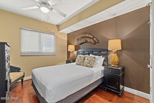 16701 Front Beach Rd Unit 306, Panama City Beach, FL 32413 - bedroom with baseboards, wood finished floors, and a ceiling fan