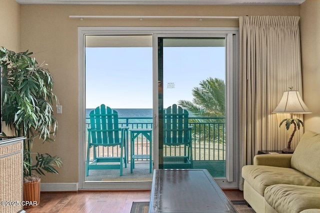 16701 Front Beach Rd Unit 306, Panama City Beach, FL 32413 - doorway featuring wood finished floors and baseboards