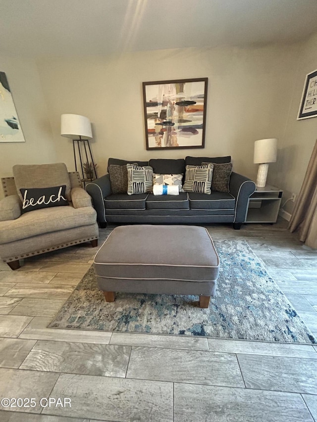 living area featuring wood finished floors