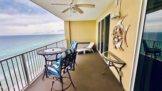 17643 Front Beach Rd Unit 1704, Panama City Beach, FL 32413 - balcony with a water view and a ceiling fan