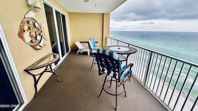 17643 Front Beach Rd Unit 1704, Panama City Beach, FL 32413 - balcony with a water view and ceiling fan