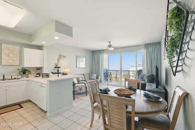 1515 SE Miracle Strip Pkwy Unit 609, Fort Walton Beach, FL 32548 - dining space featuring light tile patterned flooring, recessed lighting, and ceiling fan