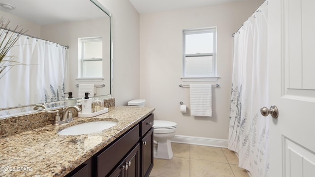 76 Mosaic Oaks Cir, Santa Rosa Beach, FL 32459 - bathroom featuring toilet, vanity, baseboards, and tile patterned floors