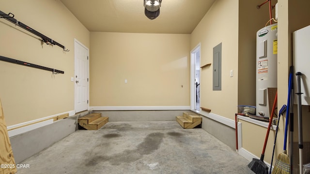 76 Mosaic Oaks Cir, Santa Rosa Beach, FL 32459 - garage featuring water heater, electric panel, and baseboards