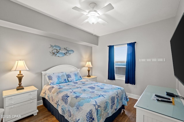 14825 Front Beach Rd Unit 2210, Panama City Beach, FL 32413 - bedroom featuring dark wood-type flooring, baseboards, and ceiling fan
