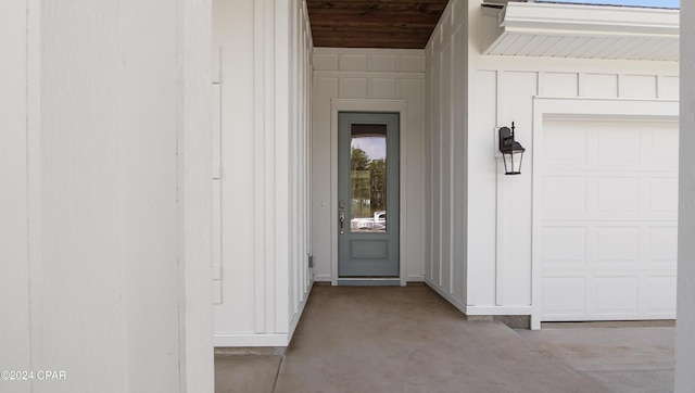 entrance to property with a garage