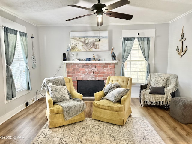 1331 Jackson Ave, Chipley, FL 32428 - sitting room with wood finished floors, crown molding, ceiling fan, and baseboards