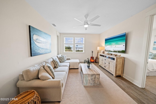 1009 N Discovery Loop, Panama City, FL 32405 - living area with ceiling fan, wood finished floors, and baseboards