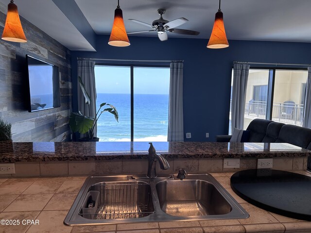 15100 Front Beach Rd Unit 1416, Panama City Beach, FL 32413 - kitchen with a sink, healthy amount of natural light, and hanging light fixtures