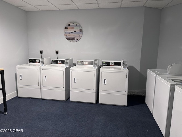15100 Front Beach Rd Unit 1416, Panama City Beach, FL 32413 - community laundry room with washing machine and dryer and dark carpet
